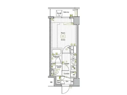 グランヴァンプレミアムイースト川口(1K/5階)の間取り写真