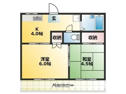 山口ハイツB(2K/2階)の間取り写真