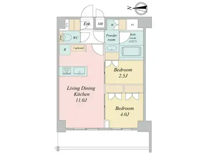 LIME RESIDENCE KAWAGUCHI イースト(2LDK/6階)の間取り写真