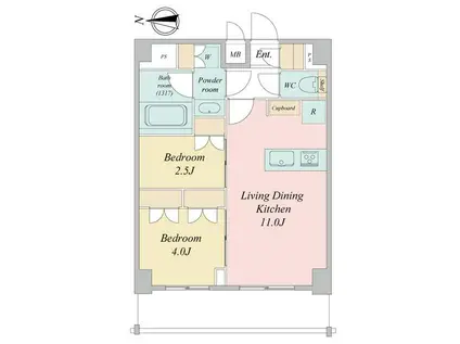 LIME RESIDENCE KAWAGUCHI イースト(2LDK/6階)の間取り写真