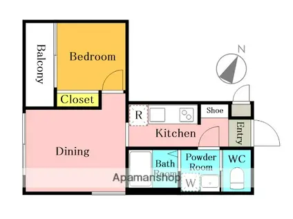 グランドール(1DK/2階)の間取り写真