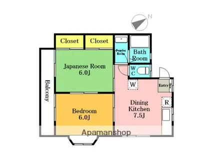 サンハイツ(2DK/2階)の間取り写真