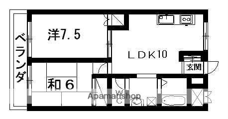 トゥース・ヴィラ(2LDK/3階)の間取り写真