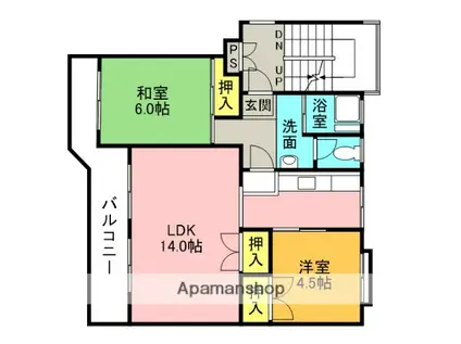 大宮別所町団地2号棟(2LDK/5階)の間取り写真