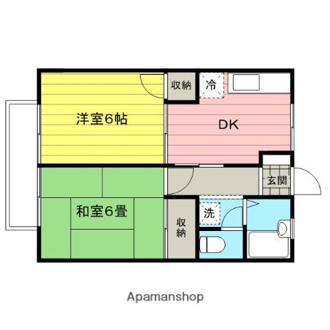 リューベル2(2DK/2階)の間取り写真