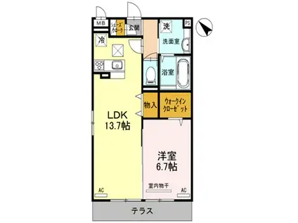 グレイス東大宮(1LDK/1階)の間取り写真