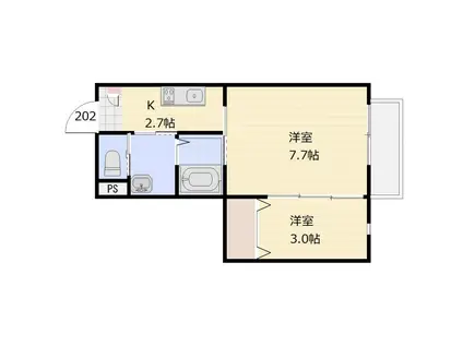 フィカーサ東大宮(1K/2階)の間取り写真