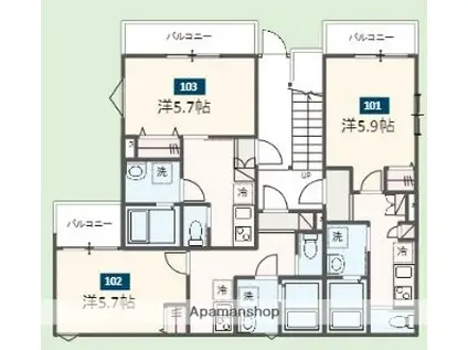 MELDIA東大宮Ⅳ(1K/3階)の間取り写真