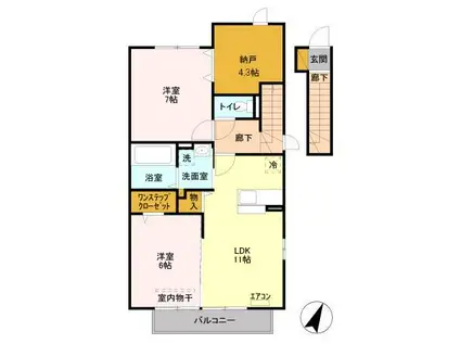 ビーノIII(2LDK/2階)の間取り写真