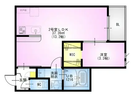 REGALEST 東大宮(1LDK/1階)の間取り写真