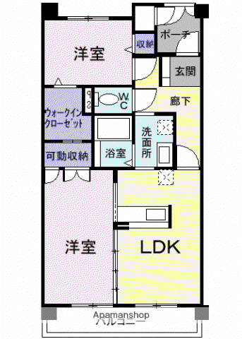 プリムヴェール ブリアン(2LDK/2階)の間取り写真