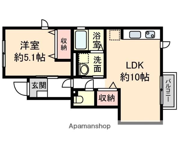 ベルロータスⅡ(1LDK/1階)の間取り写真