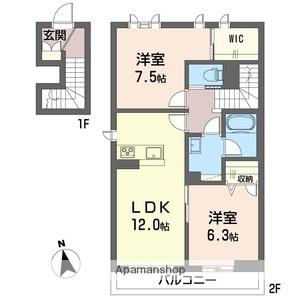 ソラーレ東大宮(2LDK/2階)の間取り写真