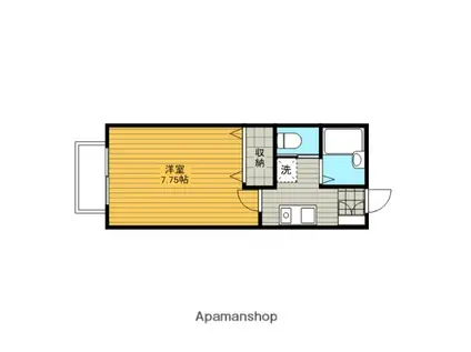 ビューテラス(1K/1階)の間取り写真