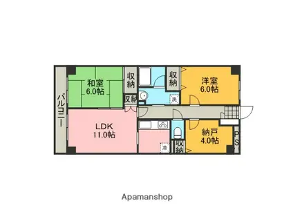 イタニティ弐番館(3LDK/5階)の間取り写真