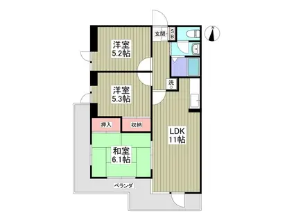 BULLアパートメント大宮(3LDK/1階)の間取り写真