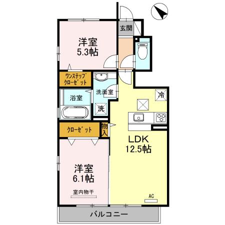 エスポワールⅠ(2LDK/1階)の間取り写真