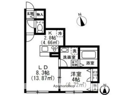 CAMELLIA HOUSE(1LDK/1階)の間取り写真