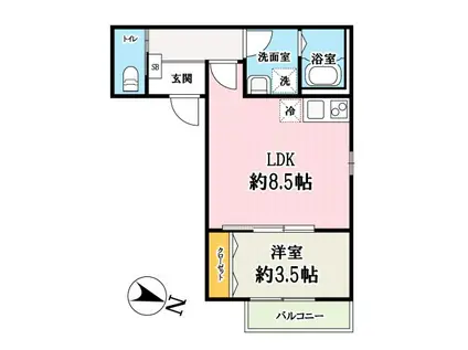 見沼区東宮下計画(1LDK/1階)の間取り写真