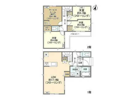 東武鉄道野田線 大和田駅(埼玉) 徒歩10分 2階建 築3年(3SLDK)の間取り写真