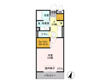 コアロード D(1K/1階)の間取り写真