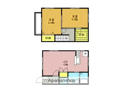 埼玉新都市交通 今羽駅 徒歩5分 2階建 築22年(2LDK)の間取り写真