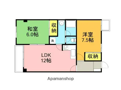 ヴィラ本町東(2LDK/4階)の間取り写真