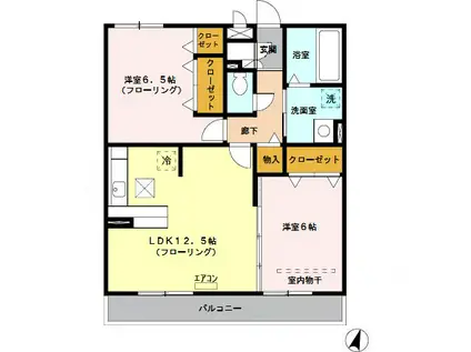 プリムローズⅠ(2LDK/3階)の間取り写真