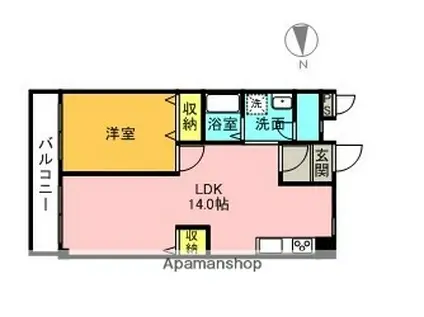ヤマキレジデンス(1LDK/3階)の間取り写真