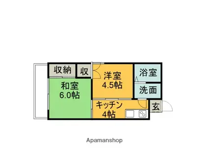 白亜荘(2K/1階)の間取り写真