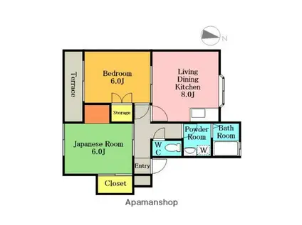 ヴィラウエストウッド(2DK/2階)の間取り写真