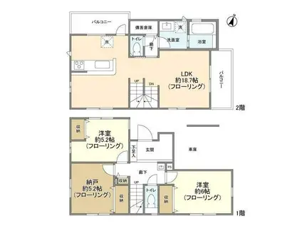 埼京線 与野本町駅 徒歩16分 2階建 築4年(2SLDK)の間取り写真