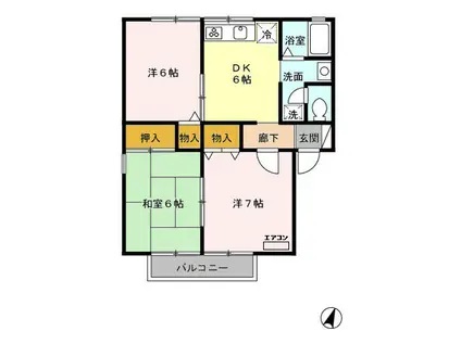 サウスメゾンB(3DK/2階)の間取り写真