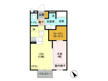 VILLAHERMITAGECOURT(1LDK/1階)の間取り写真