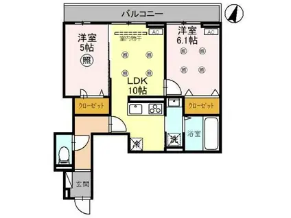 NOBLE VILLA針ヶ谷(2LDK/3階)の間取り写真