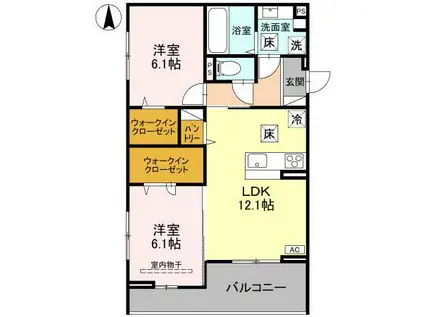 すずらん(2LDK/1階)の間取り写真