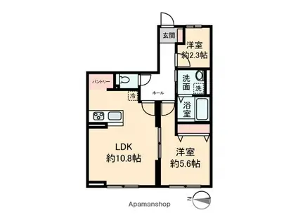 アジュール新都心(1SLDK/1階)の間取り写真