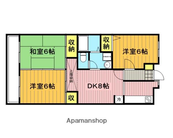 モアーアメニティ南与野(3DK/1階)の間取り写真