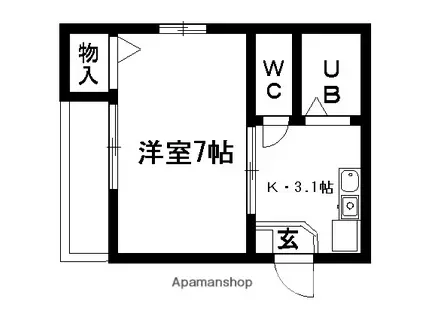 ニューシティヒル(1K/2階)の間取り写真