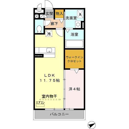 ラエティティア(1LDK/2階)の間取り写真