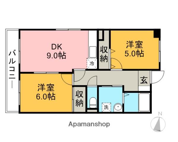ルプソアール(2DK/3階)の間取り写真