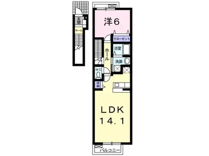 アパートメント ノイ(1LDK/2階)の間取り写真