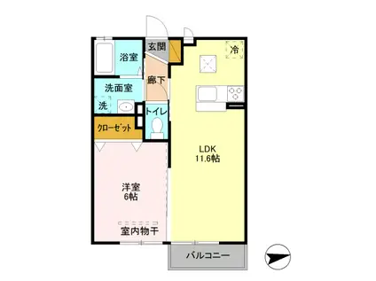 グリーンガーデン(1LDK/2階)の間取り写真