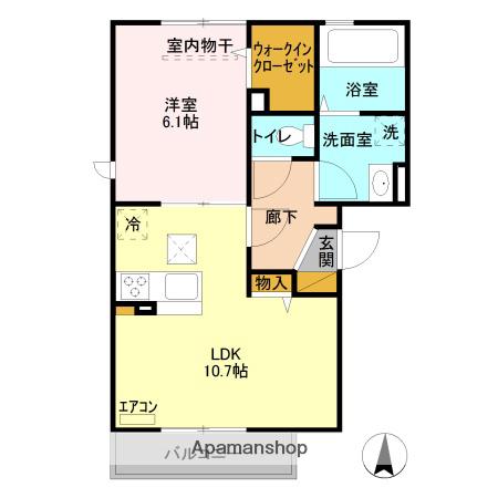 OTTS HIRO 3 B(1LDK/2階)の間取り写真