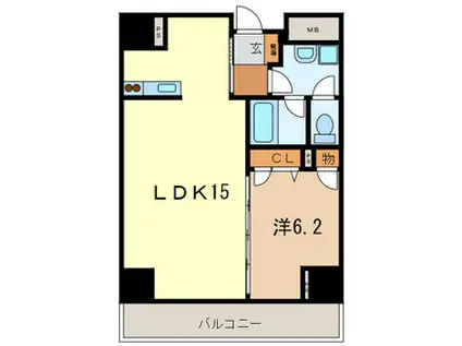 旭ビルサンライズレジデンス(1LDK/7階)の間取り写真