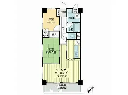 エスバイエルマンション越谷(2LDK/3階)の間取り写真