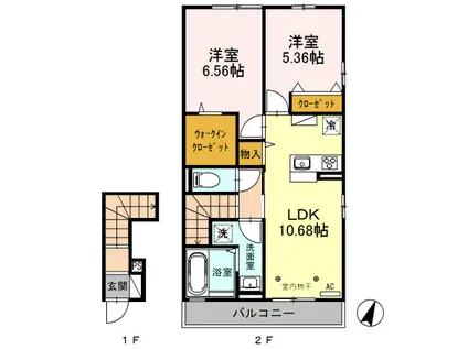 フェニックスIII(2LDK/2階)の間取り写真