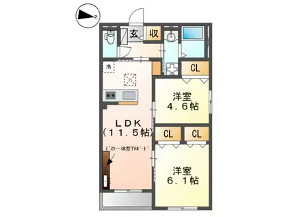 東武鉄道野田線 藤の牛島駅 徒歩1分 3階建 築1年(2LDK/3階)の間取り写真