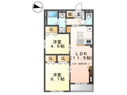 東武鉄道野田線 藤の牛島駅 徒歩1分 3階建 築1年(2LDK/3階)の間取り写真