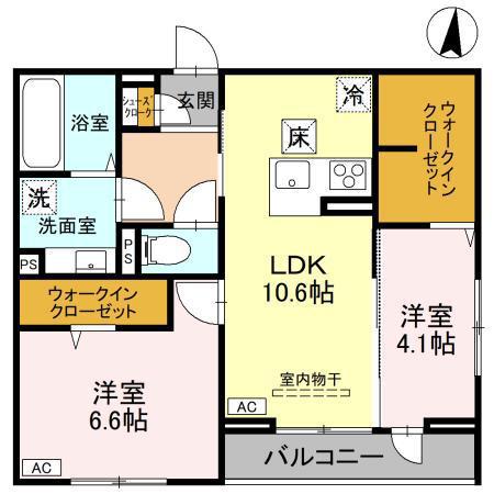 グラン南越谷(2LDK/1階)の間取り写真